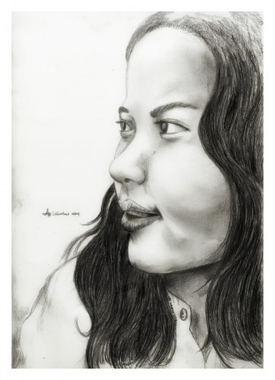 " A face at midnight" by Alf Sukatmo. Pencil on paper.