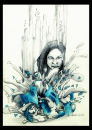 "A Broken Blue" by Alf Sukatmo. Color pencil, Graphite on paper.